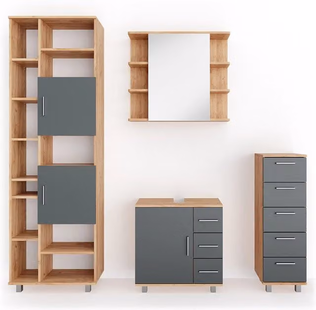 Set mobili bagno Ilias Rovere 4 pezzi Vicco