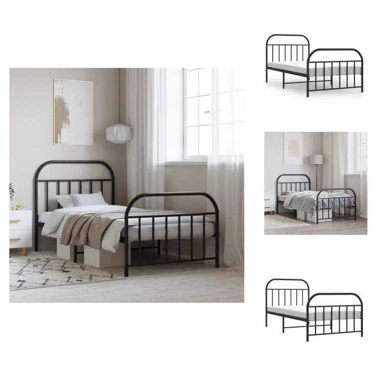 vidaXL Struttura letto con testiera e pediera in metallo nero 107x203 cm - Letti e strutture letto