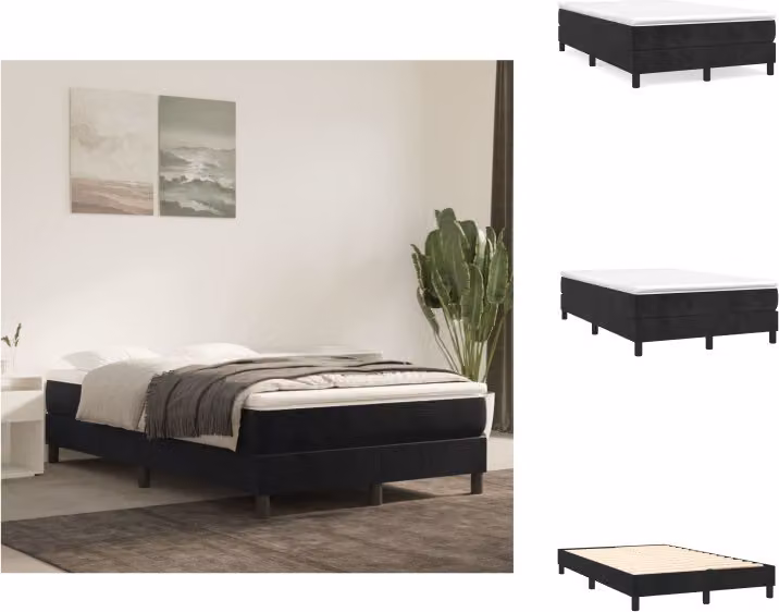 vidaXL Letto a molle con materasso nero 120x200 cm in velluto - Letti e Reti