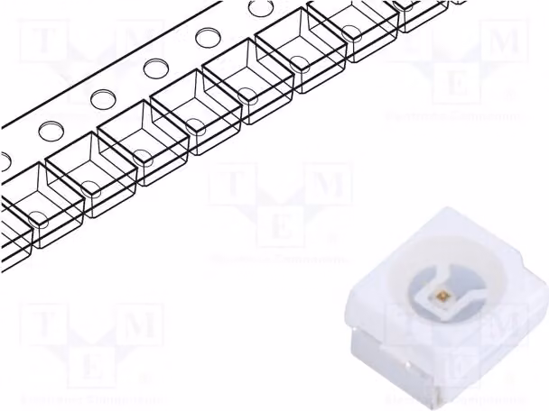 10 LED, dimensioni 3,5x2,8x1,9 mm, 500÷980 mcd, montaggio superficiale (SMD), tipo 3528, package PLCC2, angolo di emissione 120°, corrente di funzionamento 20 mA, modello FYLS-3528C, diodo LED