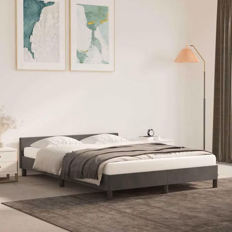 vidaXL Giroletto imbottito in velluto grigio senza materasso L/P: 140 x 200 cm