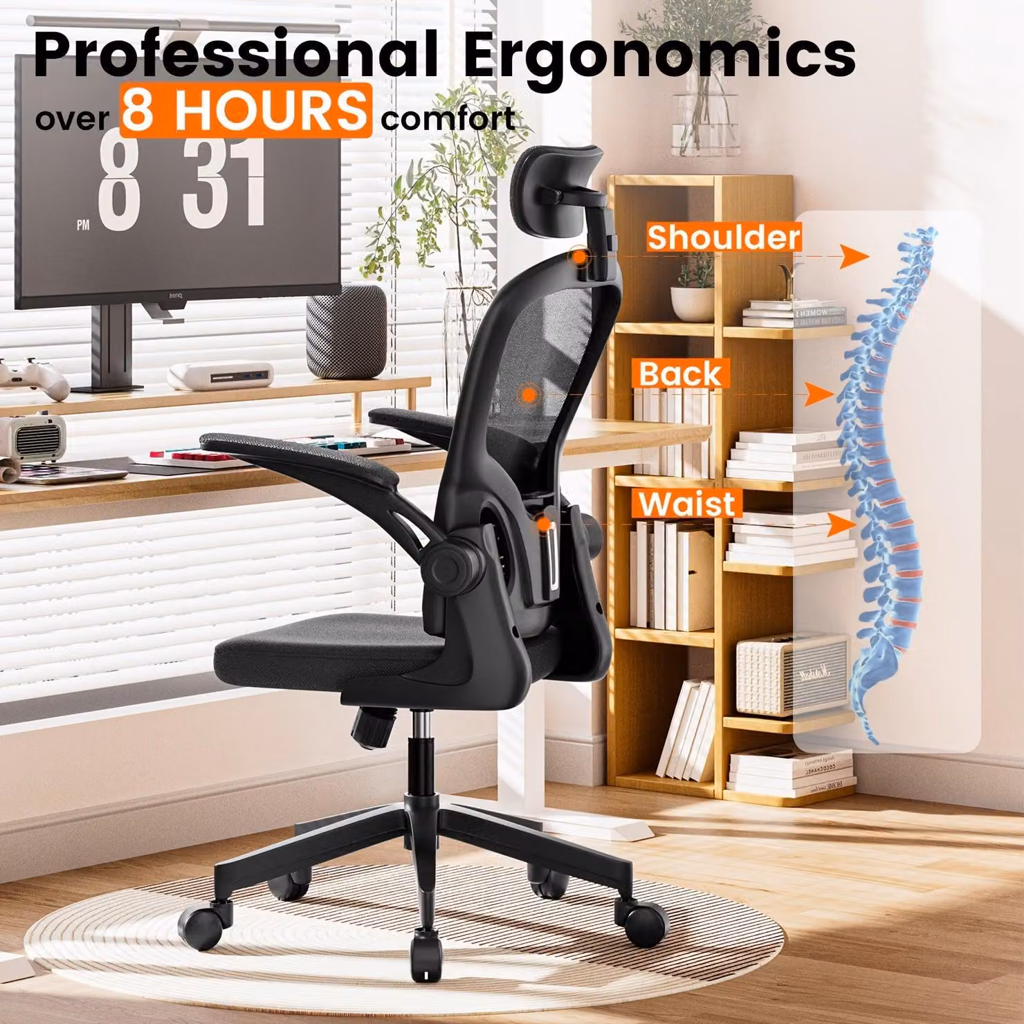 Sedia ergonomica da ufficio - Sedia per scrivania - Sedia da lavoro - Sedia da ufficio con poggiatesta