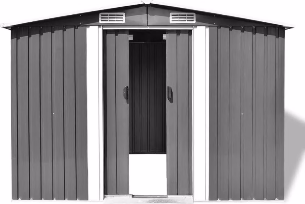 Capanno per Attrezzi in Metallo Grigio 257x205x178 cm
