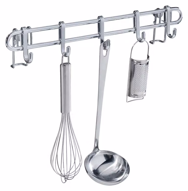 Portaoggetti da parete con 5 ganci in metallo, ideale per la cucina