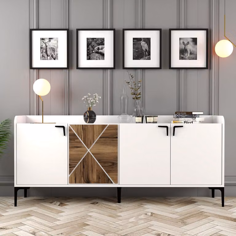 Skye Decor, Venedik - White, consolle, bianco, 100% pannelli truciolari rivestiti in melamina, 180 x 35 x 78 cm