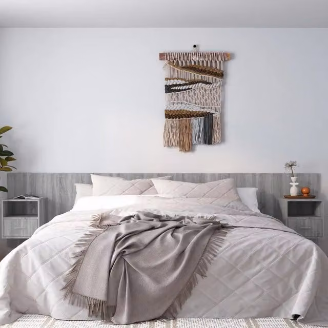 Testiera Letto con Comodini-Testiera con Contenitore in Legno Multistrato Grigio Sonoma 252929
