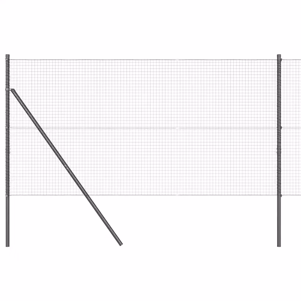 Recinzione in acciaio e PVC VIDAXL grigia con palo rotondo da interrarsi, maglia 25 x 25 mm, dimensioni: H 140 cm x L 250 cm x P 27 cm – 2
