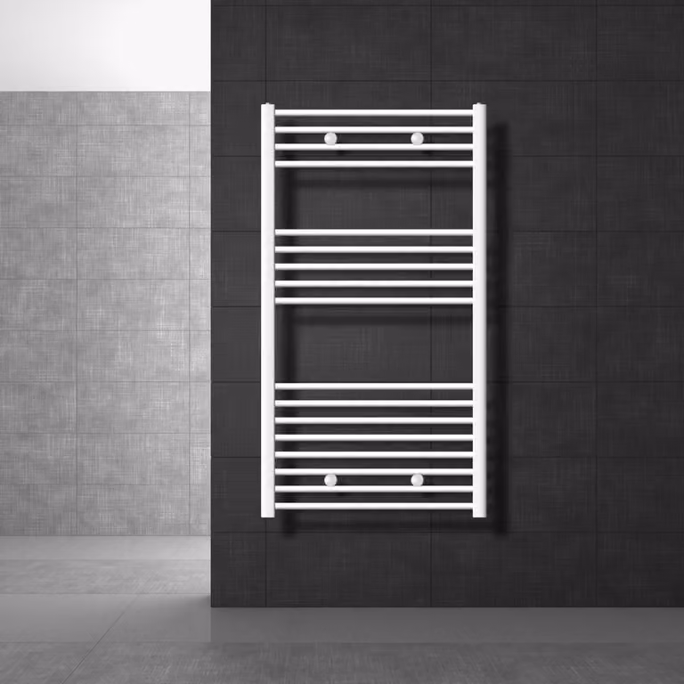 LuxeBath radiatore da bagno 750 x 1200 mm bianco diritto con attacco laterale - radiatore di design scaldasalviette asciugacapelli, senza elemento riscaldante