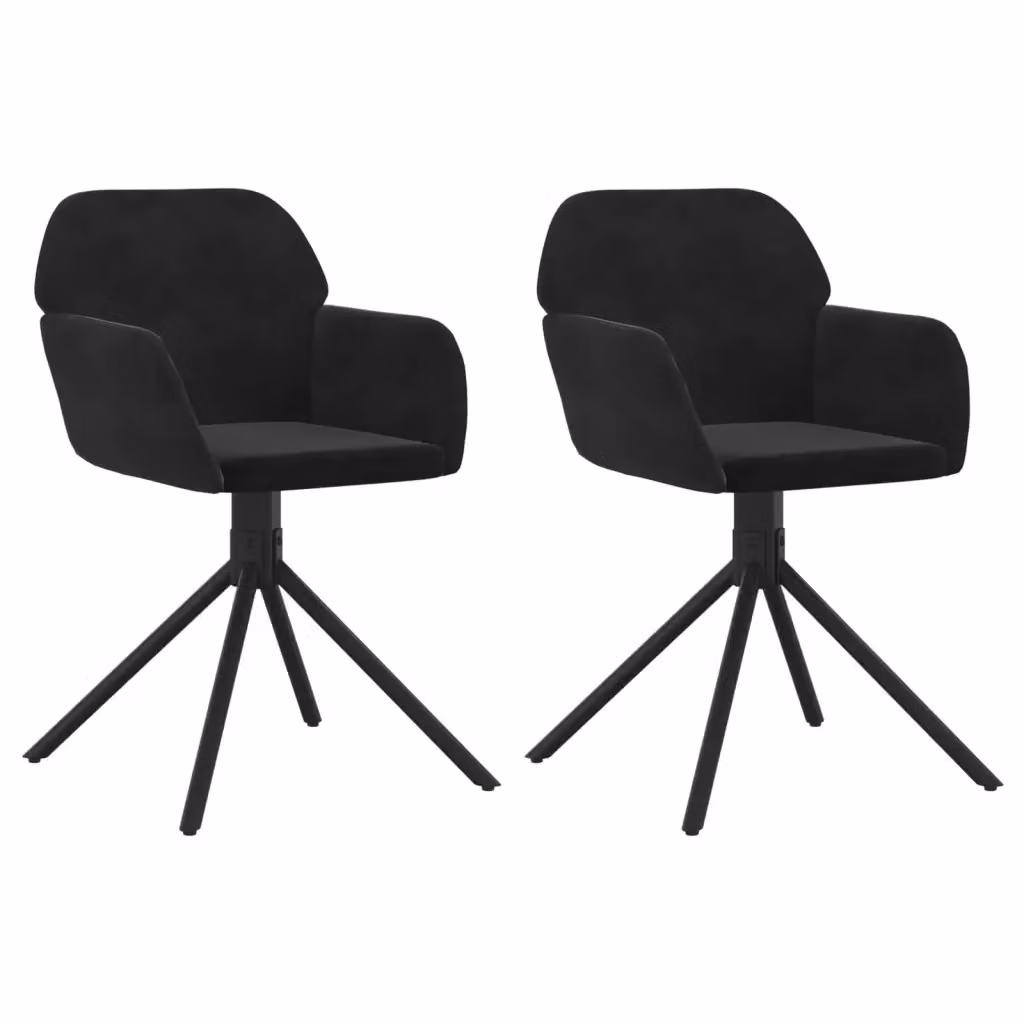Set di 2 sedie da pranzo girevoli a 360 gradi vidaXL in velluto nero con struttura in metallo e MDF – 2