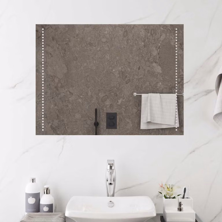 Specchio da bagno con LED vidaXL in vetro temperato, L: 80 cm, H: 60 cm