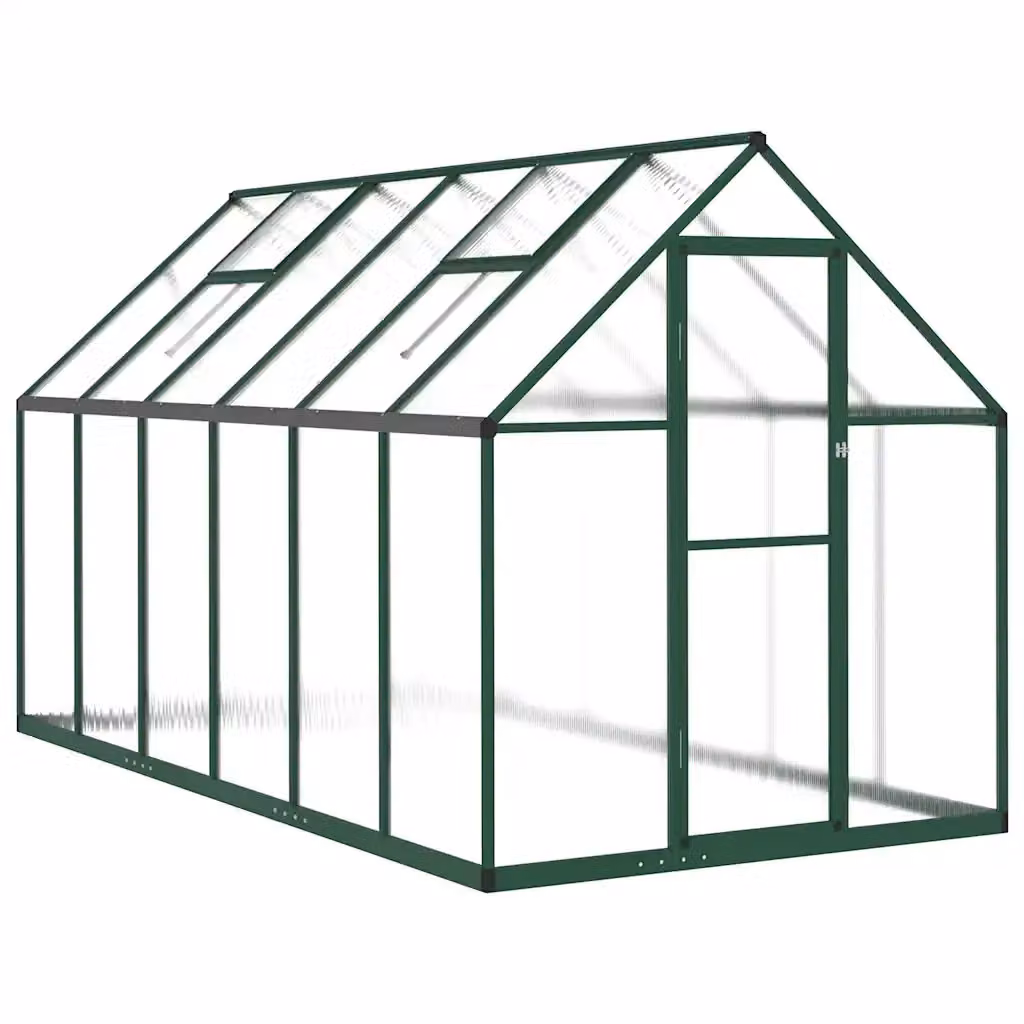 vidaXL Telaio Serra in Alluminio e Policarbonato Verde L: 334 cm, P: 169 cm, H: 195 cm – 2