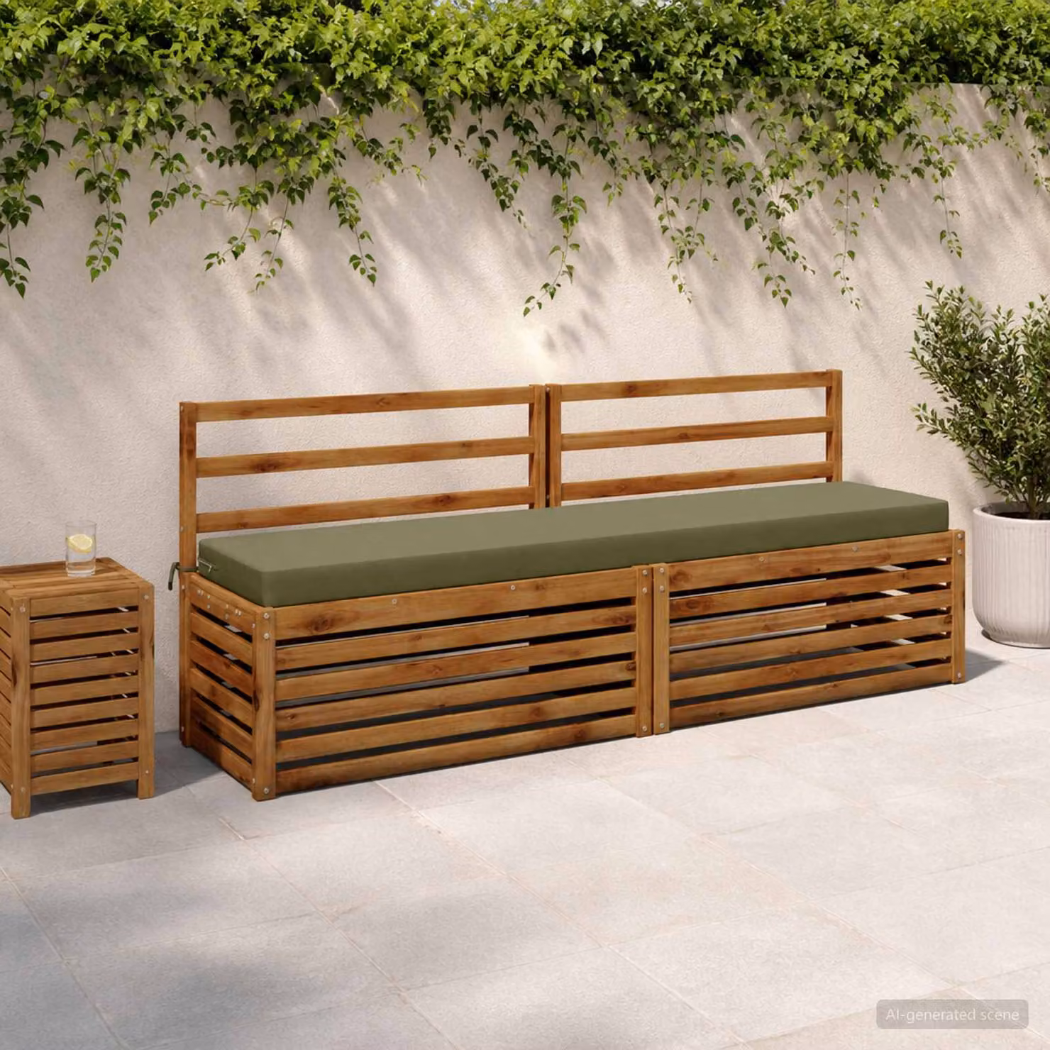 Set di 2 cuscini per panchina vidaXL SOEST in poliestere verde, forma rettangolare con imbottitura in schiuma e coperture rimovibili lavabili