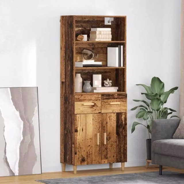 Credenza Buffet Armadio da Cucina vidaXL in Legno Marrone L: 69,5 cm, P: 32,5 cm, H: 180 cm