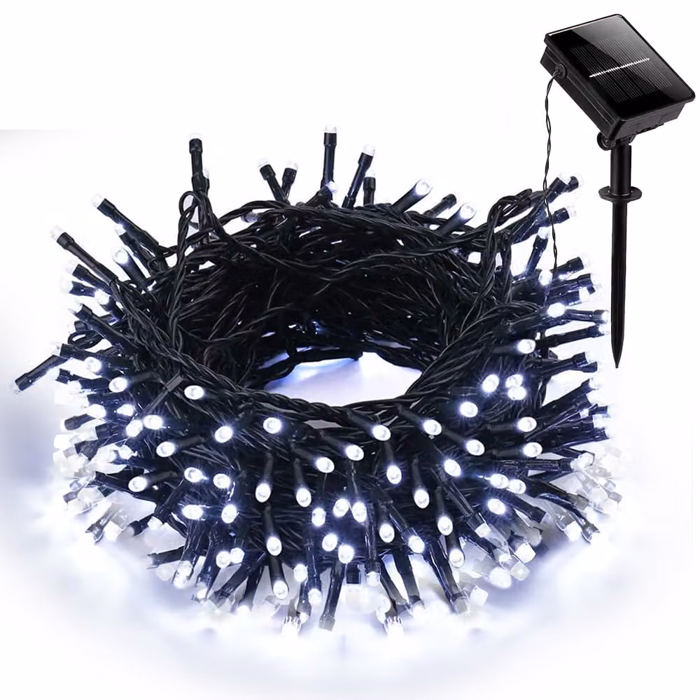 20M LED Solar Fairy Lights Indoor Outdoor 8 modalità di illuminazione impermeabile Outdoor Garden Party Decorazione di illuminazione, bianco