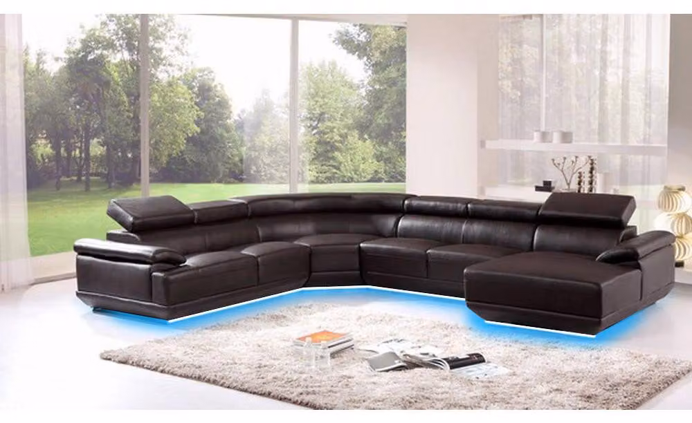 Wohnlandschaft Ecksofa Ledersofa mit USB,Sofa Couch Polster Sitz Eck Garnitur