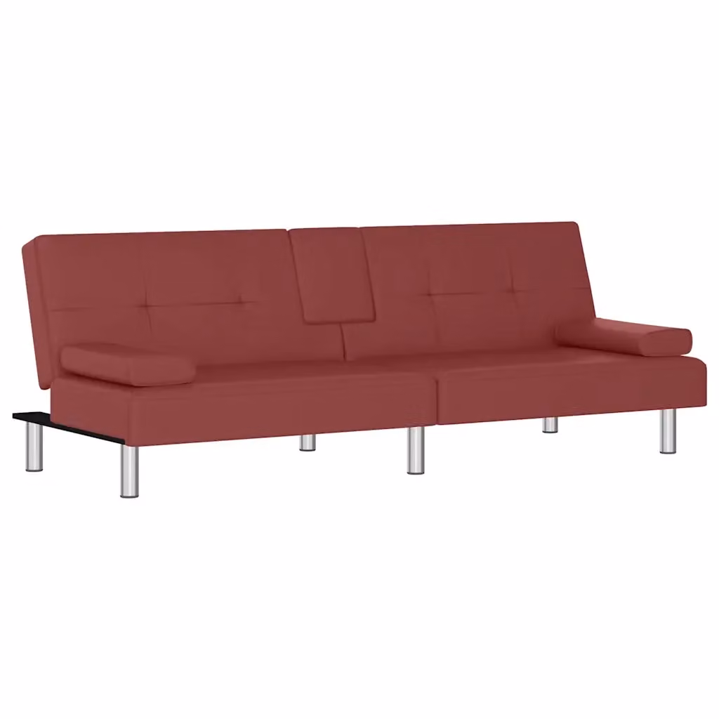 Divano Letto Click-Clack Moderno vidaXL in Similpelle Rosso con Funzione Letto per Adulti – 2