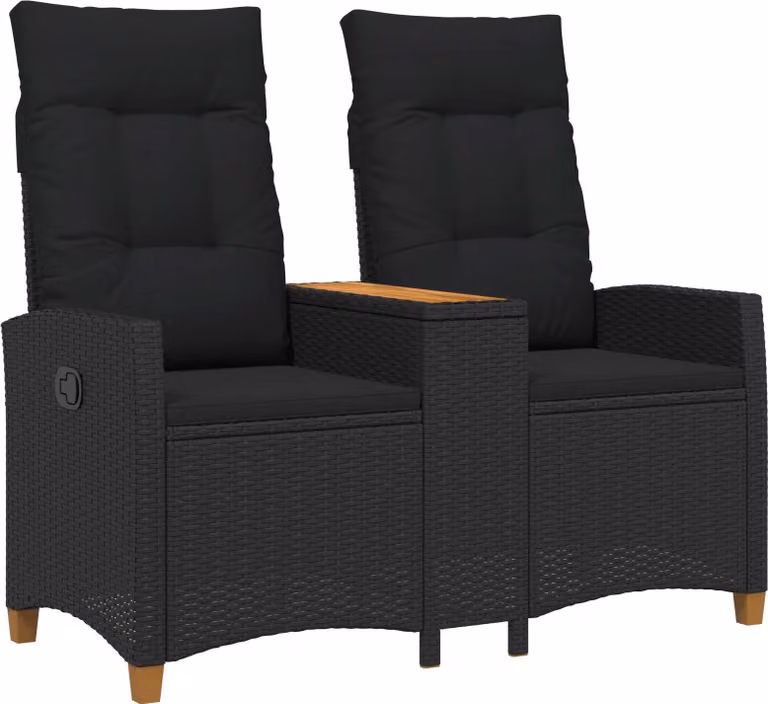 Panchina reclinabile con tavolo Nero 126 x 65 x 112 cm