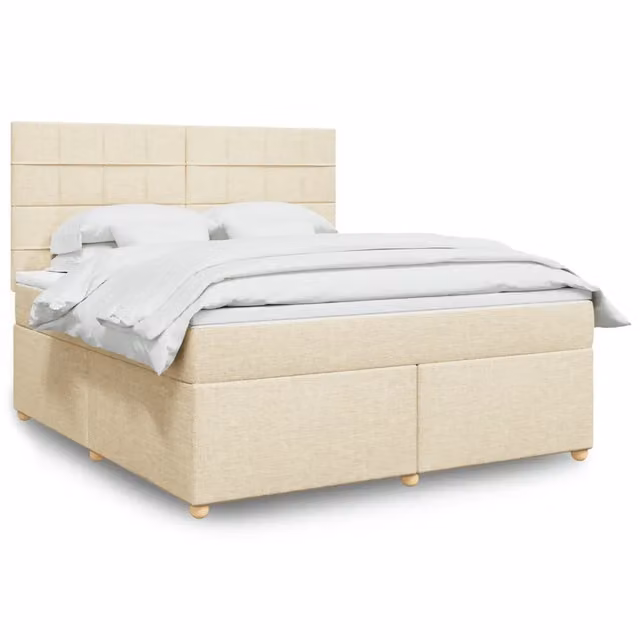 Letto con Giroletto a Molle e Materasso Ibrido vidaXL in Colore Beige e Bianco L/P: 180 x 200 cm
