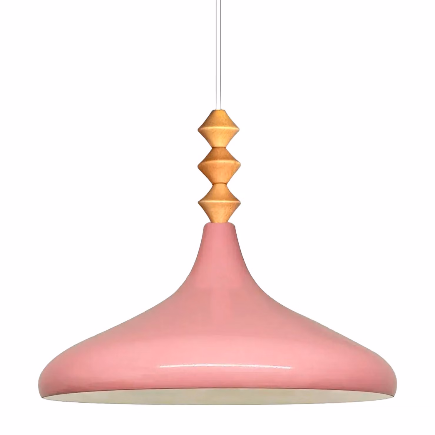 Champion Q lampadario singolo in legno, luce a sospensione rosa