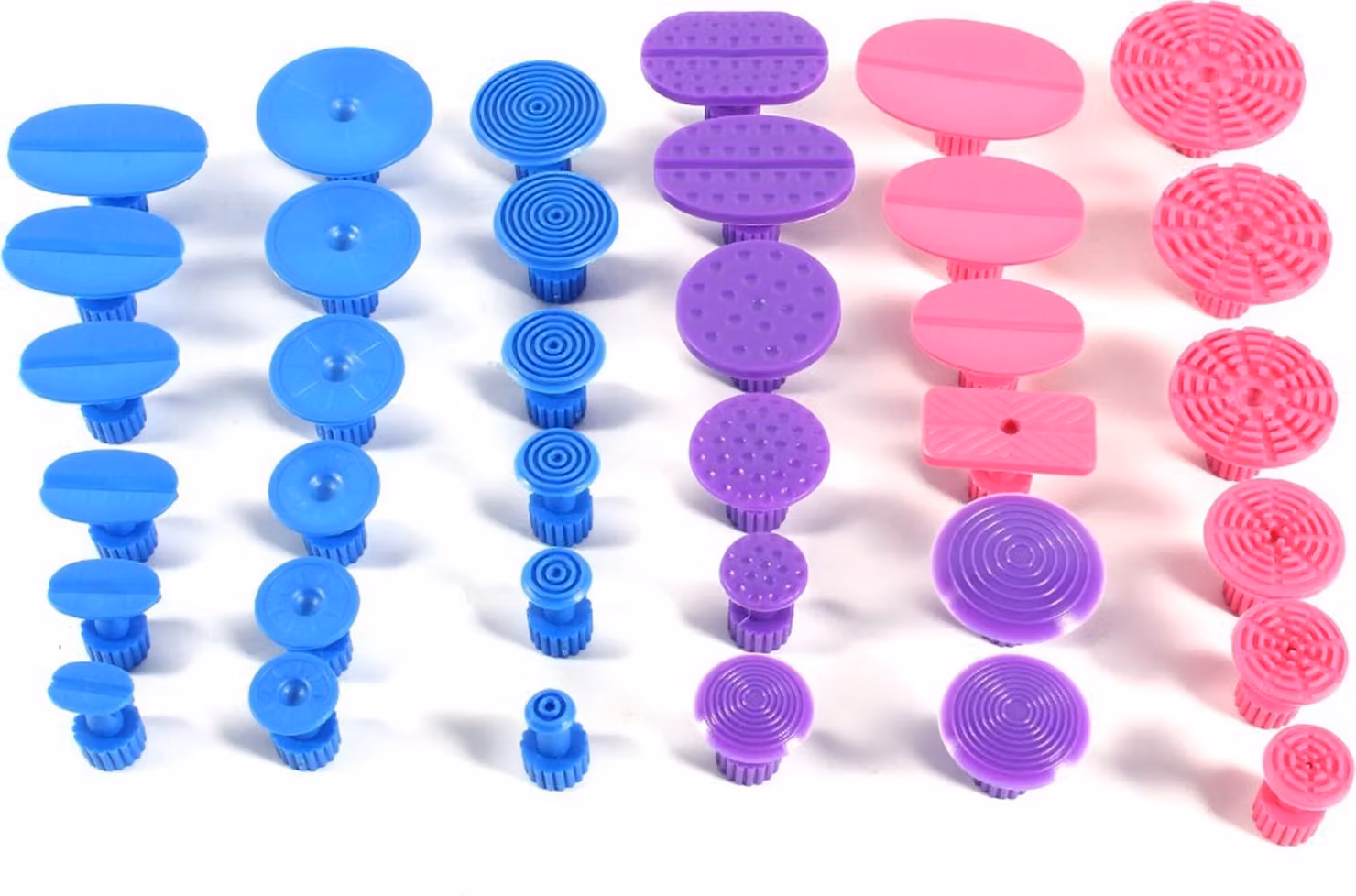 Kit per la riparazione delle ammaccature dei veicoli / set di attrezzi da 36 pezzi - inclusi 18 punti di trazione blu, 10 rossi e 8 viola
