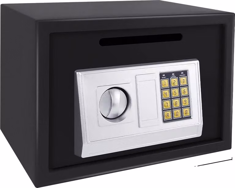 Cassaforte elettronica digitale, doppio meccanismo di chiusura, solida struttura in acciaio, NERO 16L
