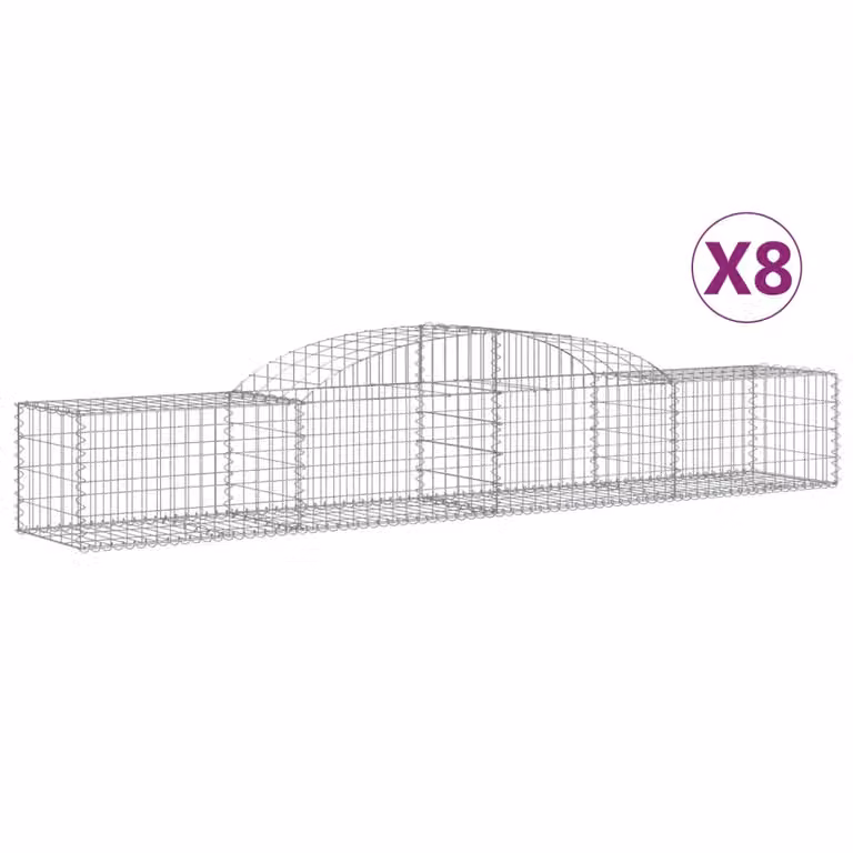 Cesti Gabbioni ad Arco 8 pz 300x50x40/60 cm Ferro Zincato