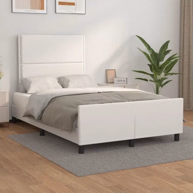 Letto con testiera vidaXL in similpelle bianco L/P/H: 200 x 120 x 126 cm