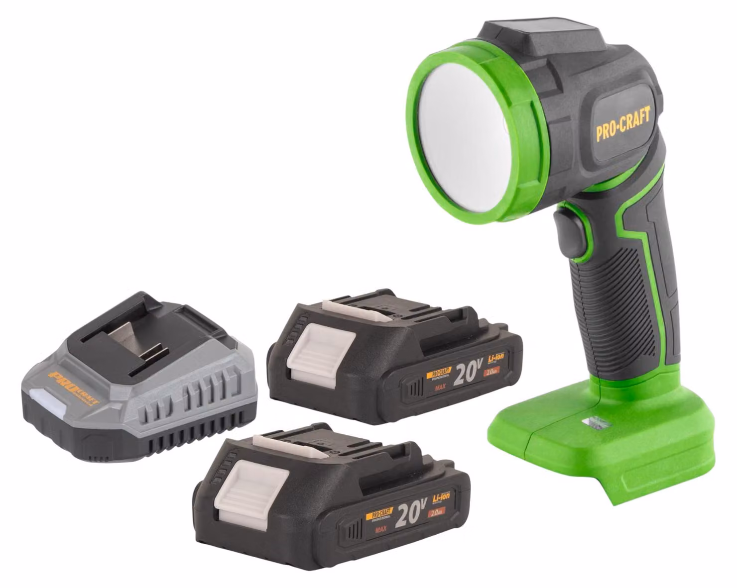 Procraft LL18bb Faretto LED a batteria 20 V 300 lm + 2x batteria 2,0 Ah + caricabatteria