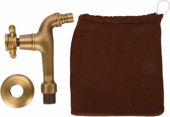 Rubinetto in ottone massiccio da parete, miscelatore monocomando vintage per lavatrice e lavello