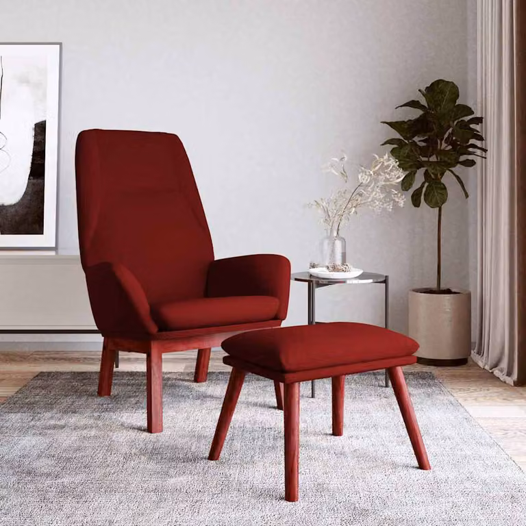 vidaXL Poltrona Relax con Poggiapiedi in Tessuto Rosso
