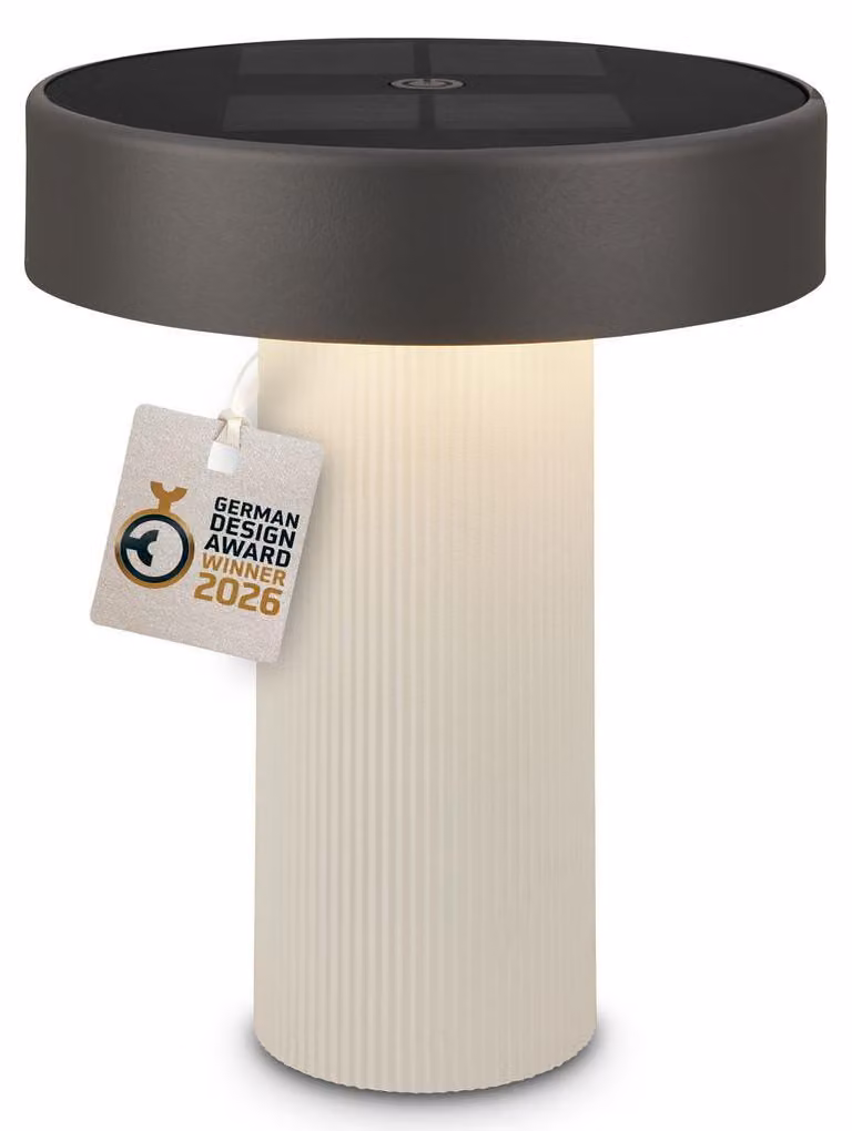 Briloner Lampada da tavolo senza fili Ø16x20cm 1W 150lm 3000K bianco caldo solare bianco antico antracite - Lampada da tavolo soggiorno corridoio balcone