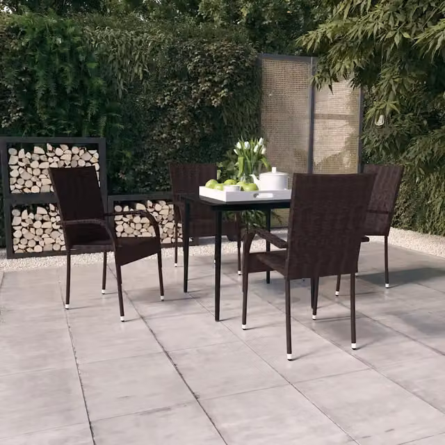 Set da Pranzo da Giardino 5 pz Marrone e Nero 3099402