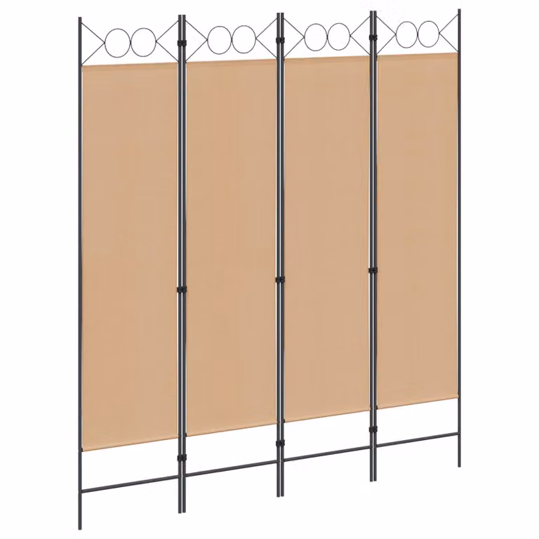 Paravento a 4 Pannelli vidaXL Beige in Tessuto, L: 160 cm, H: 180 cm