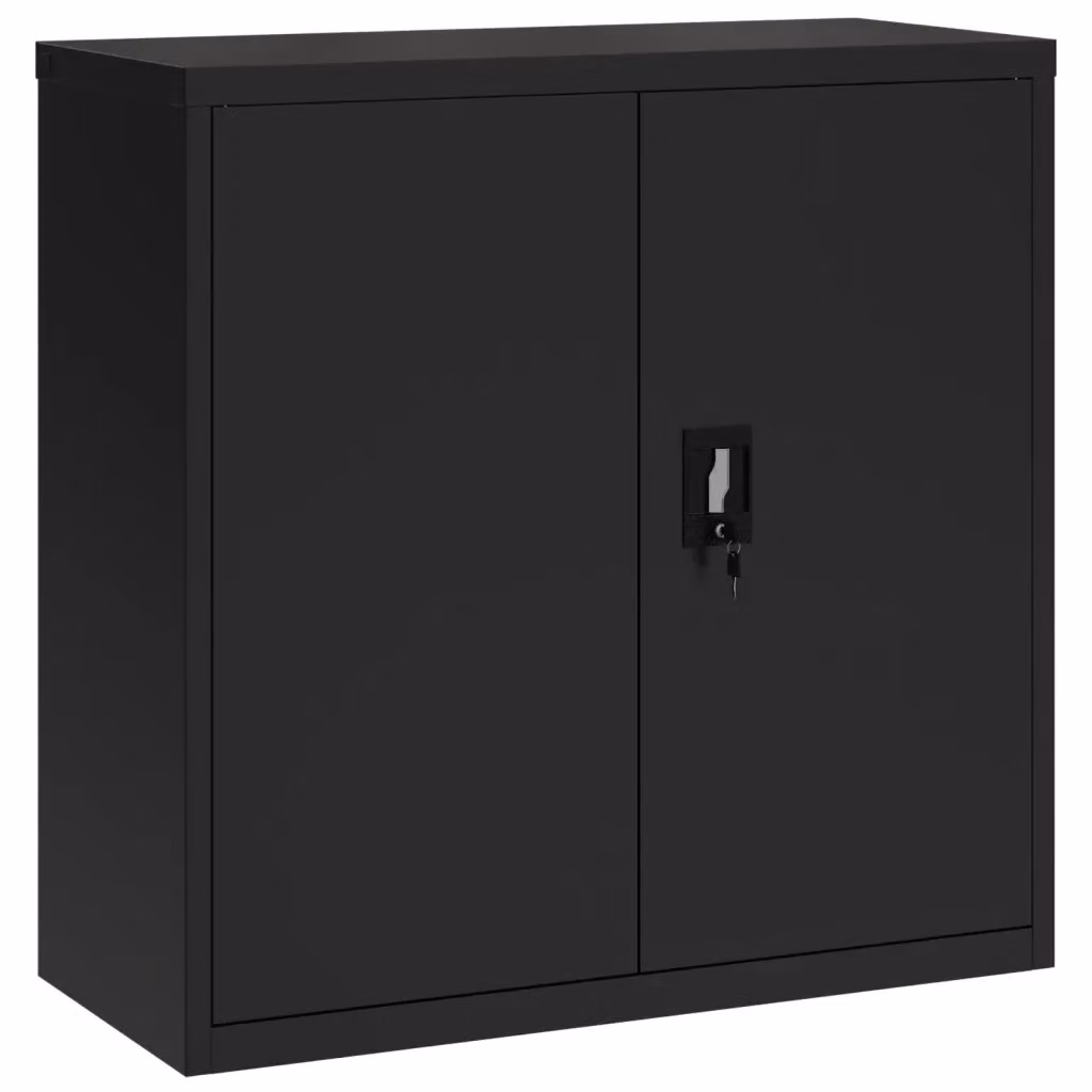 Armadio Classificatore vidaXL in Metallo Nero con Ante a Battente e Serratura L: 90 cm, P: 40 cm, H: 90 cm – 2