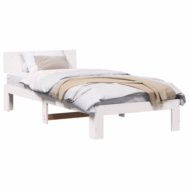 Struttura del letto moderna vidaXL in pino massello bianco 90 x 200 cm