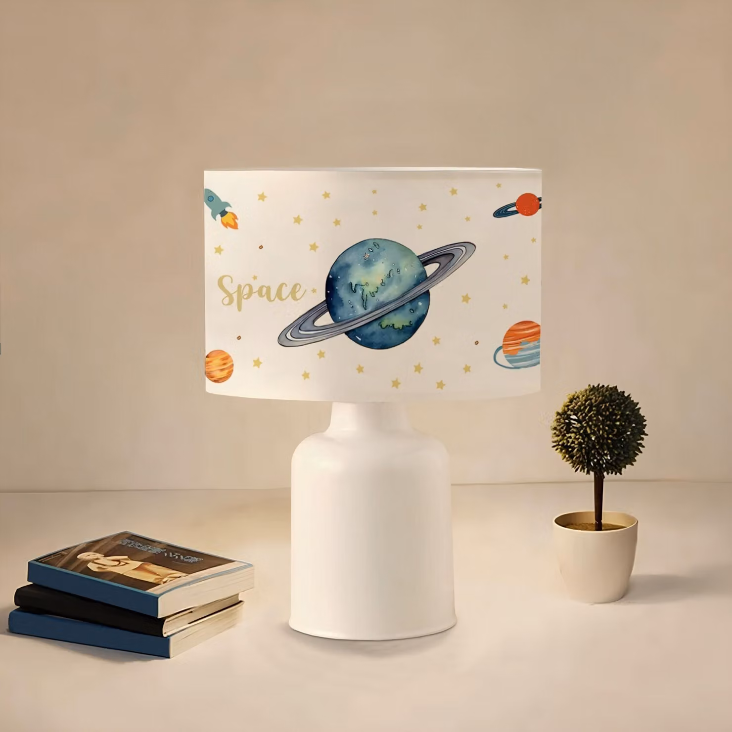 Opviq, lampada da tavolo di alta qualità, 1 attacco E27, 32 cm, 50% plastica, 50% tessuto