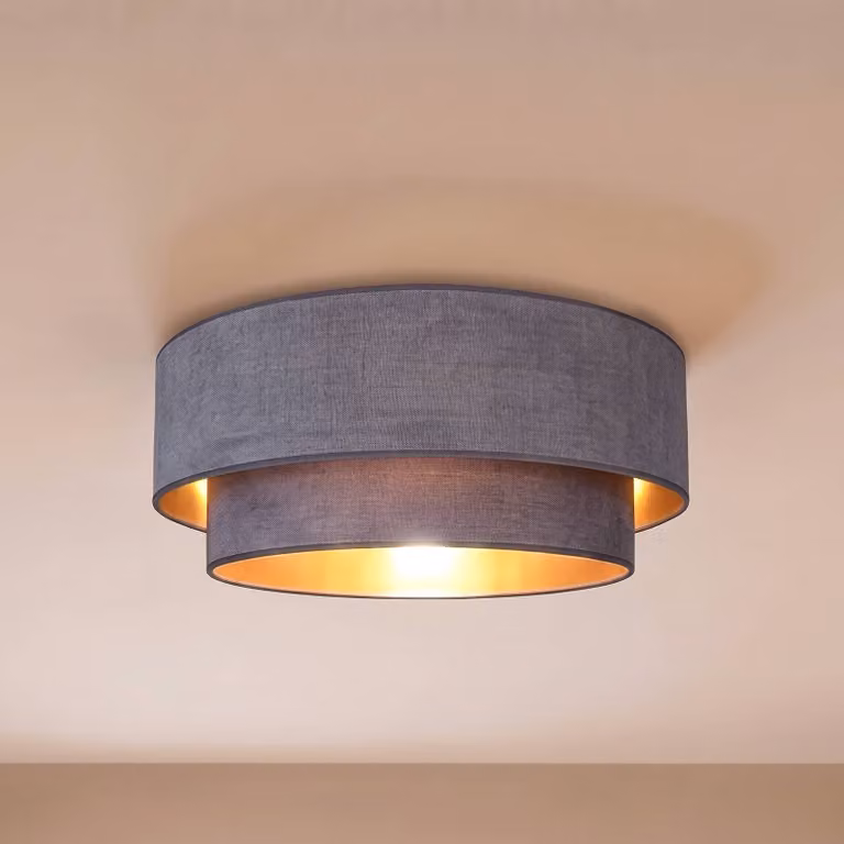 Plafoniera soffitto Boho Duolla, Alluminio / Grigio / Zincato, Corridoio, Tessuto / Stoffa / Seta, Giovanile, Plafoniera