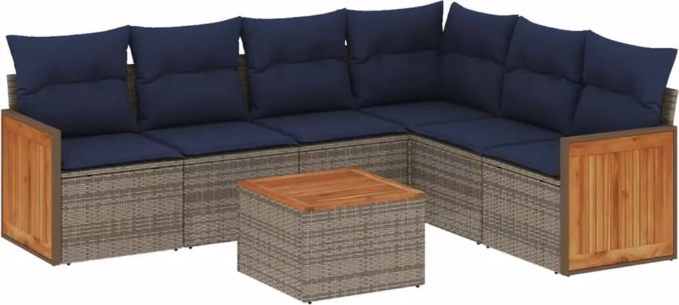 Maison Exclusive - Set divano da giardino 7 pezzi con cuscini, grigio, polyrattan