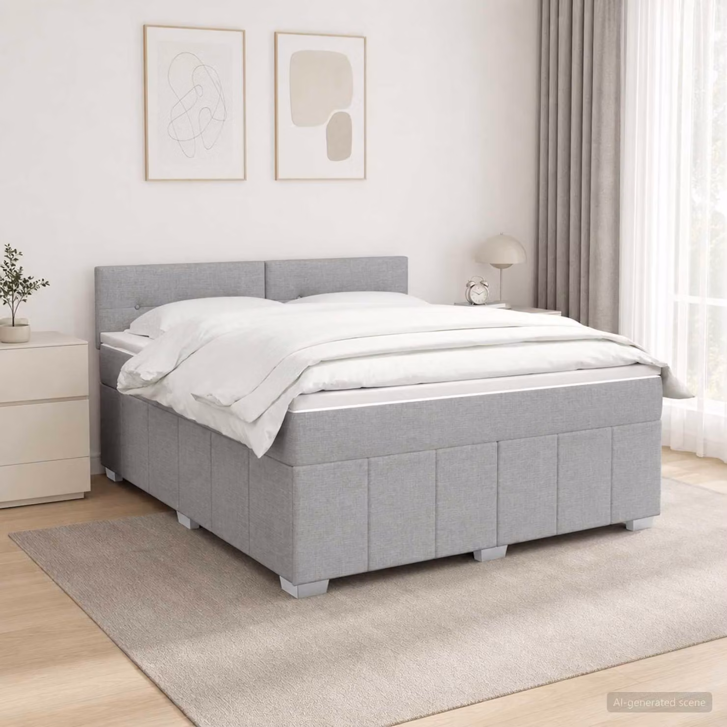 Maison Exclusive - Letto boxspring a LED con materasso grigio chiaro 140 x 200 cm in tessuto