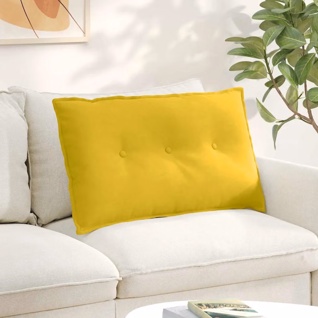Cuscino per schiena vidaXL in tessuto a coste giallo, L: 80 cm, P: 50 cm, H: 1 cm