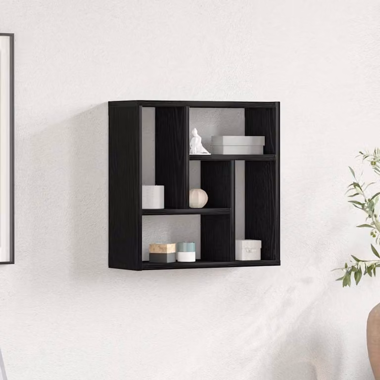 Scaffale a parete vidaXL moderno in MDF nero opaco L 45 cm x P 16 cm x H 45 cm