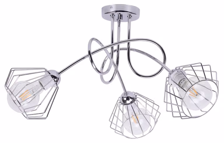 Lampada a sospensione a LED, lampada da soffitto in filo metallico cromato, stile loft – Lampada a sospensione moderna di design per il soggiorno