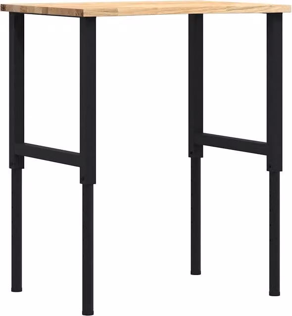 Banco da Lavoro in Legno Massello di Rovere e Metallo CFW6956213 Marrone e Nero L/P/H: 80 x 60 x (71,5-98) cm – 1
