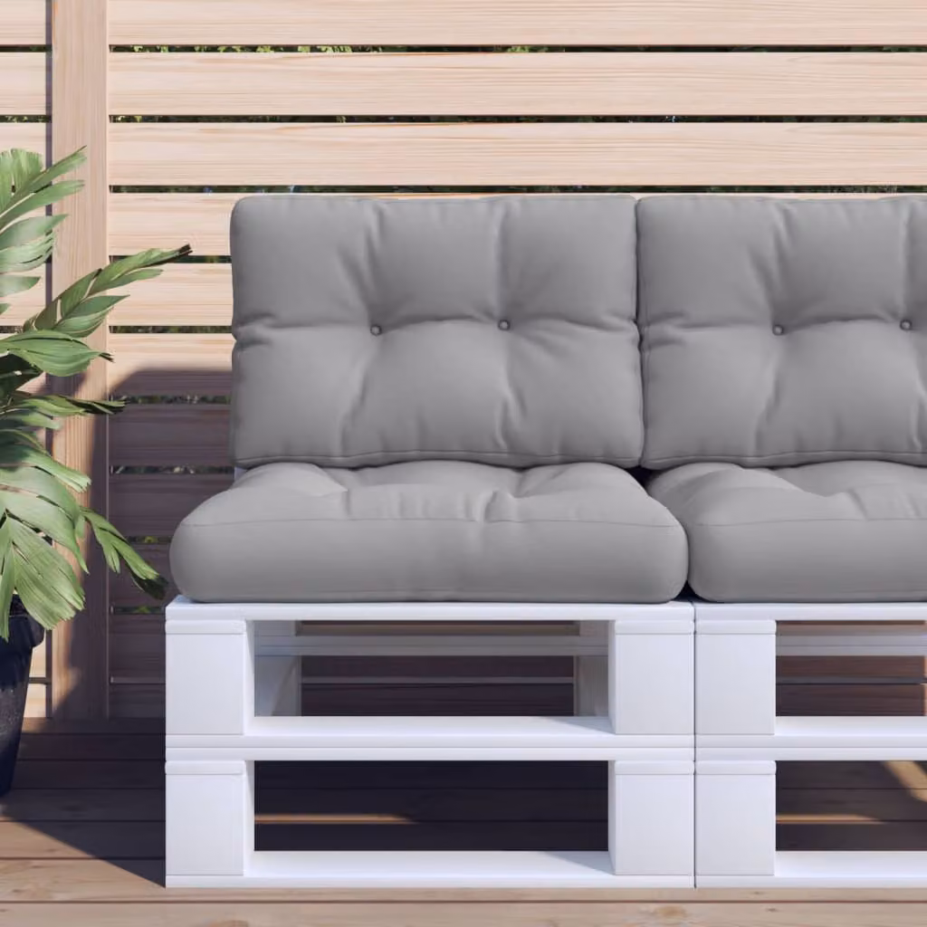 vidaXL Set di 2 Cuscini per Pallet Quadrati in Poliestere Grigio, Idrorepellenti e Resistenti ai Raggi UV, L/P: 60 x 60 cm, H: 12 cm