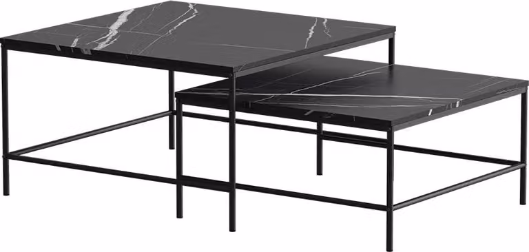 Tavolino da divano Vicco Ramio Marmo nero 80 x 80 cm 2 parti, Model 56191