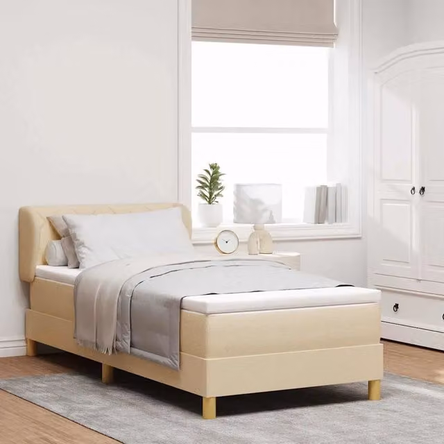 Letto a molle con testiera Crema 90 x 200 cm Tessuto 3340260