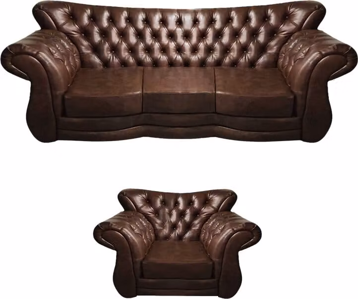 Wohnzimmer Luxus Polstermöbel Braun Sofa Dreisitze Couch Sessel Einrichtung