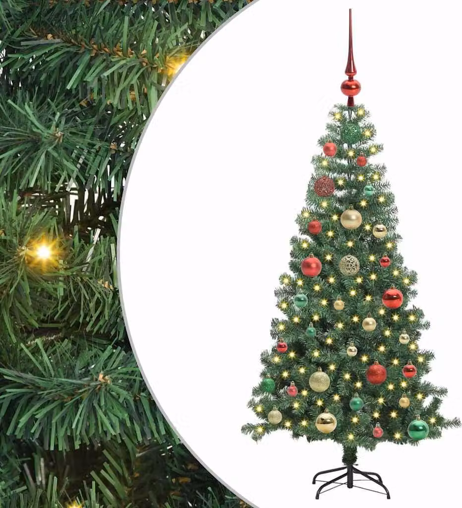 Albero di Natale con 150 LED con supporto Verde 120 cm PVC