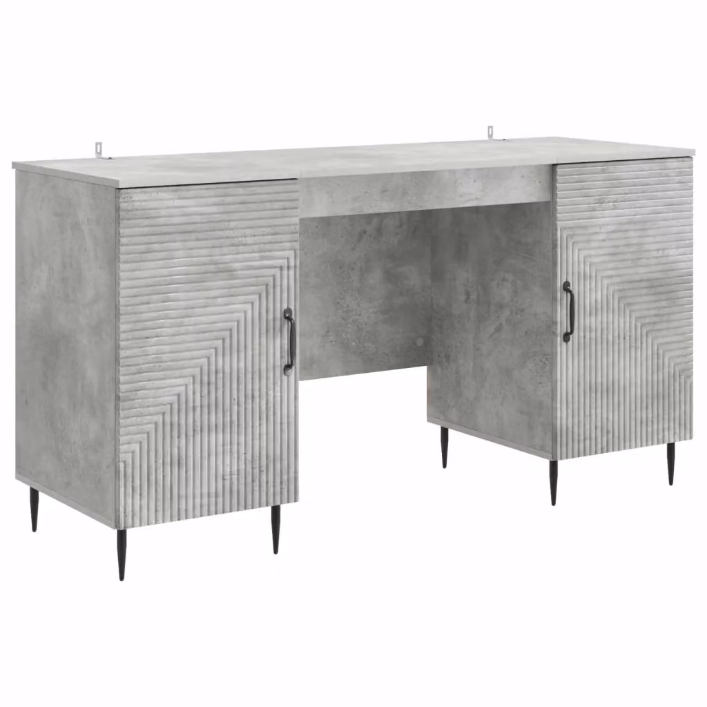 Scrivania moderna vidaXL in MDF e metallo Grigio, L: 142,5 cm, P: 50 cm, H: 75 cm – 2