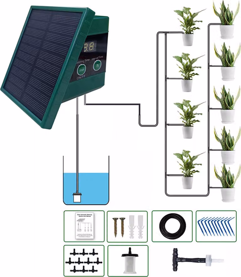Sistema di irrigazione a goccia con timer Dispositivi anti-sifone Risparmio energetico -solare -automatico -kit per piante da giardino in vaso